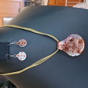 Beautiful East 5th Glass Pendant and Earring Set